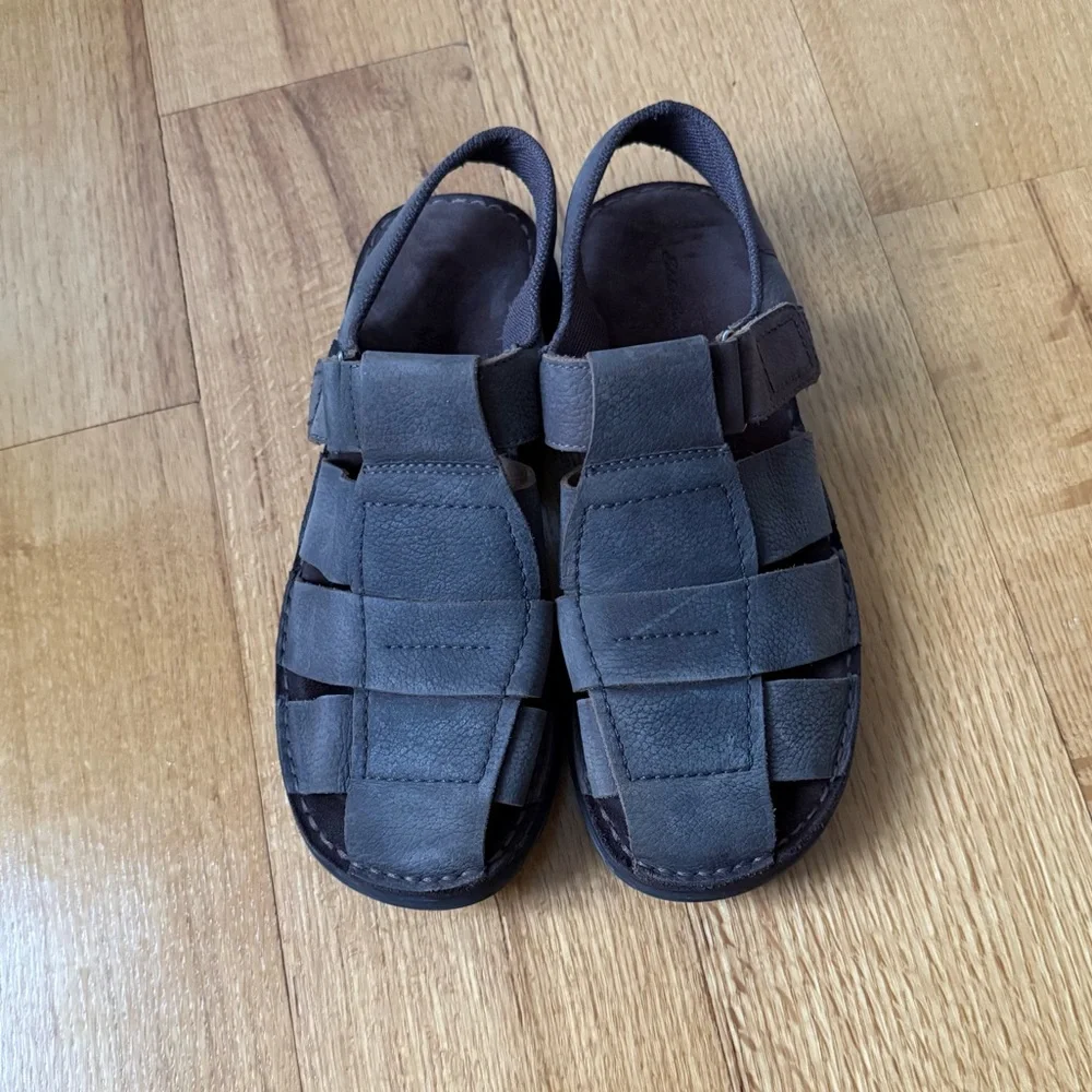 Eddie Bauer Men's Brown-Gray Leather Sandals, Size 10